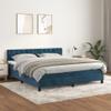 Refined Box Spring Bed with Mattress, Dark Blue, 160x200 cm, Velvet view 1