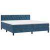 Refined Box Spring Bed with Mattress, Dark Blue, 160x200 cm, Velvet view 3