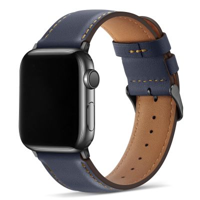 Tasikar Genuine Leather Band for Apple Watch, Deep Blue