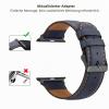 Tasikar Genuine Leather Band for Apple Watch, Deep Blue view 3