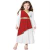 RUNQHUI Girls' Greek Roman Goddess Athena Toga Dress, Burgundy, 122-128 view 1