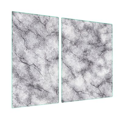 SFArt Glass Stove Cover, 2-Piece, 40x52 + 45x52 cm, Tempered Glass Cutting Board & Cooktop Cover, Hygienic & Non-Slip, Argentum