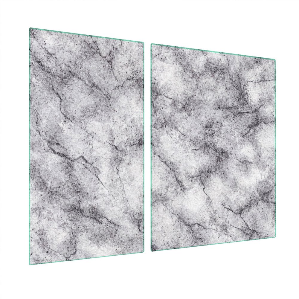 SFArt Glass Stove Cover, 2-Piece, 40x52 + 45x52 cm, Tempered Glass Cutting Board & Cooktop Cover, Hygienic & Non-Slip, Argentum
