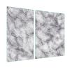 SFArt Glass Stove Cover, 2-Piece, 40x52 + 45x52 cm, Tempered Glass Cutting Board & Cooktop Cover, Hygienic & Non-Slip, Argentum view 1