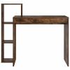 Gecheer Desk Smoked Oak 100 x 40 x 90 cm with Shelf view 4