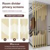 Modern Privacy Screen Room Divider, 5-Piece Gold Metal Poles, Adjustable to 106 in view 2