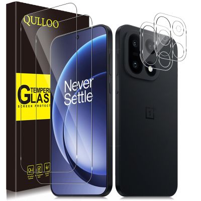 QULLOO Tempered Glass Screen Protector for OnePlus 15, [2+2 Pack] Screen & Camera Protection