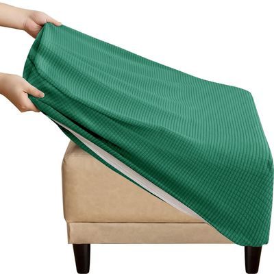 QOEUIUJ Stretch Square Ottoman Cover, Jacquard, 60x60, 40x40, 45x45, 50x50, 55x55, 80x80, or 35x35 in (Grass Green, 20 in/50 cm)