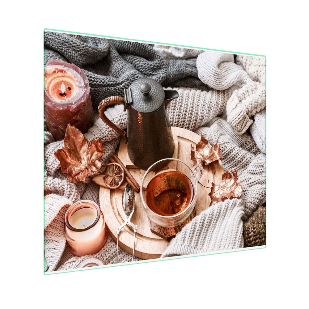 SFArt Glass Stove Cover 80 x 52 cm, 1-Piece, Tempered Glass Cutting Board & Ceramic Cooktop Cover - Tea Blanket