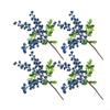 Pumixiy Realistic Artificial Blueberry Sprigs, 55 cm, 3-Fork Branches, 6-Piece Set, Blueberry Color view 1