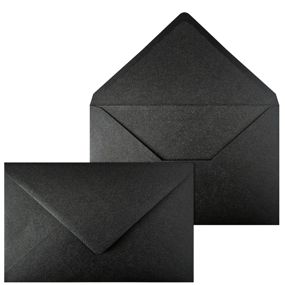 Netuno 250 Black Pearl C5 Envelopes, 6.4 x 9 in, Metallic and Elegant