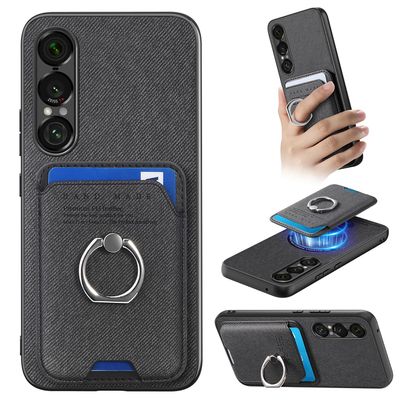 MOJIA Case for Sony Xperia 1 VII with Detachable Magnetic Card Holder, Stand Function, Black