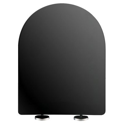 Universal Black D-Shaped Toilet Seat with Soft-Close and Quick-Release Function