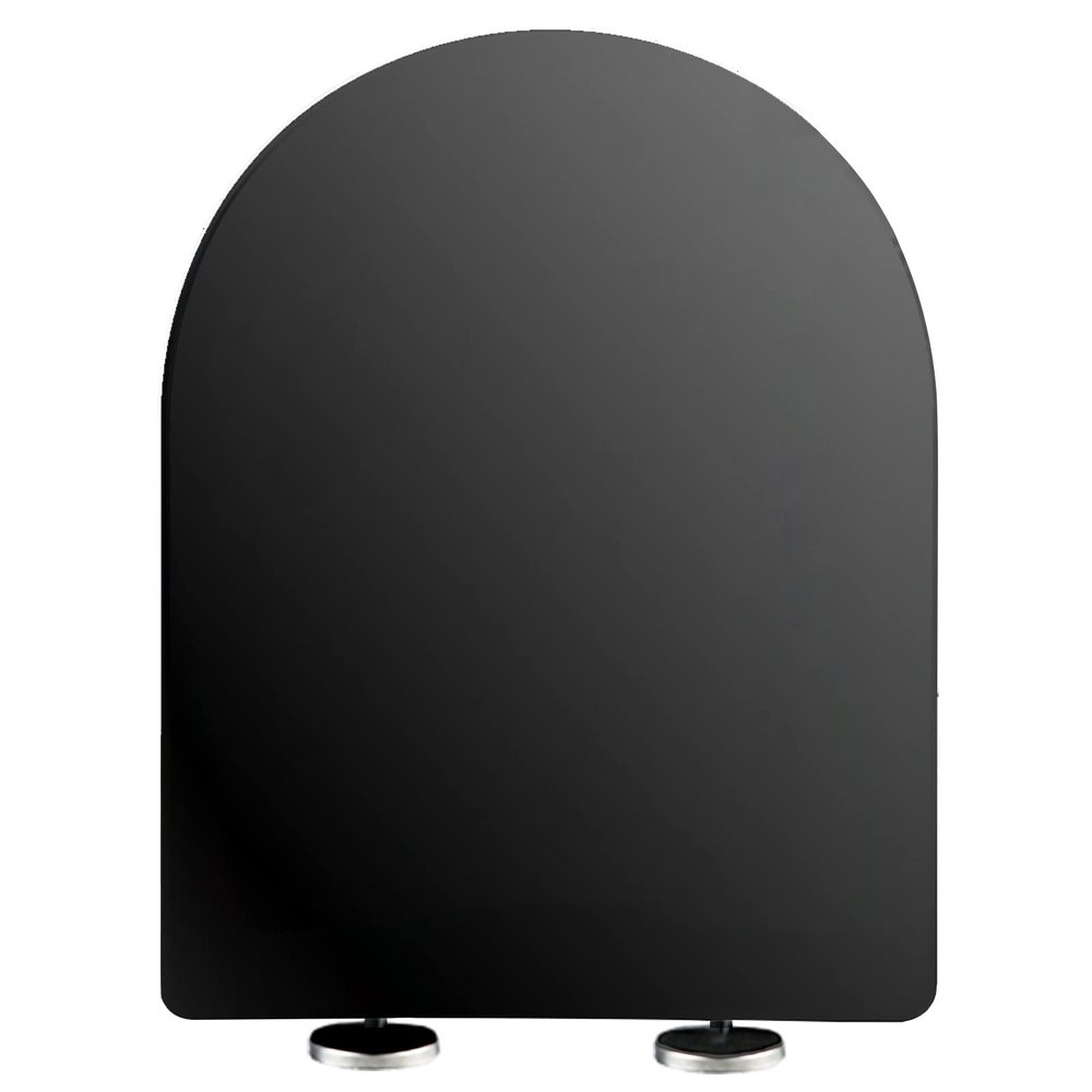 Universal Black D-Shaped Toilet Seat with Soft-Close and Quick-Release Function