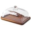 Butter Dish with Lid, 18 x 11.9 x 9.4 cm, Wooden Butter Container with Clear Glass Cover view 1