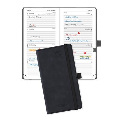 POPRUN Academic Pocket Planner 2026–2027, Weekly Layout, Slim (8.8 x 16.3 cm)