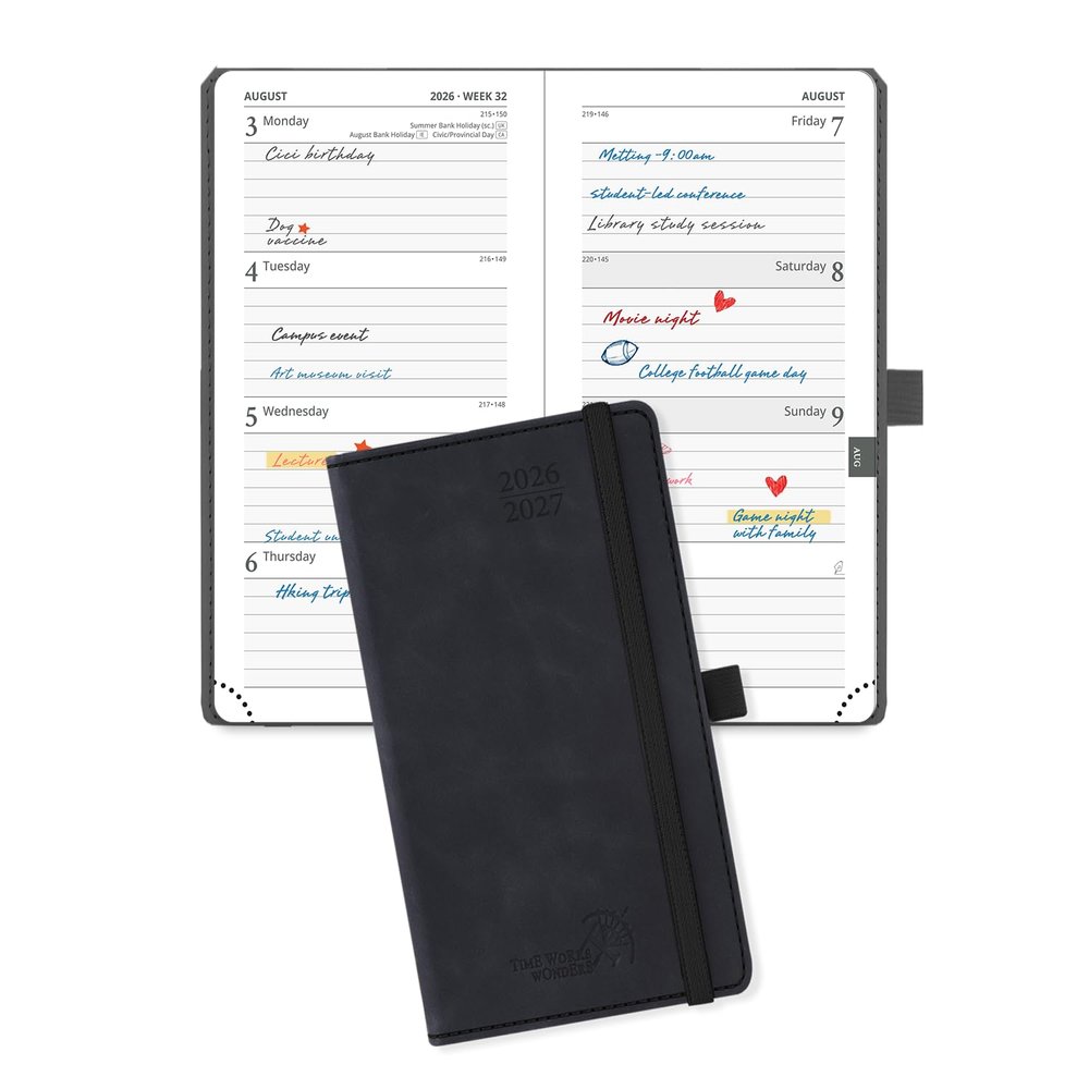 POPRUN Academic Pocket Planner 2026–2027, Weekly Layout, Slim (8.8 x 16.3 cm)