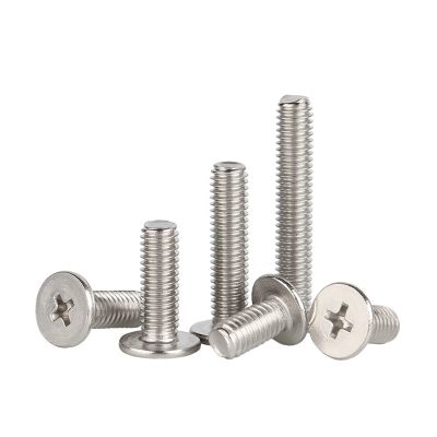 Flat Round-Head Phillips Screws, 100 Pieces, 304 Stainless Steel, M1.6/M2 (5 mm, M2)