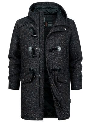 Indicode Men's Liam Duffle Coat with Stand Collar and Button Placket