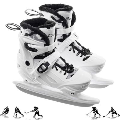 XIUWOUG Adjustable Ice Skates for Kids, Men and Women, Sizes 30–45, White, L 38–41