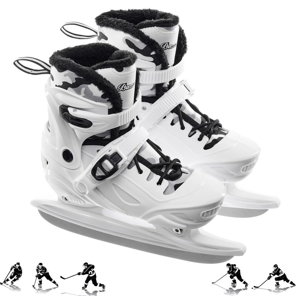 XIUWOUG Adjustable Ice Skates for Kids, Men and Women, Sizes 30–45, White, L 38–41