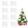 YyiFcg Pack of 8 Christmas Bows 12x15 cm - White Glitter view 1