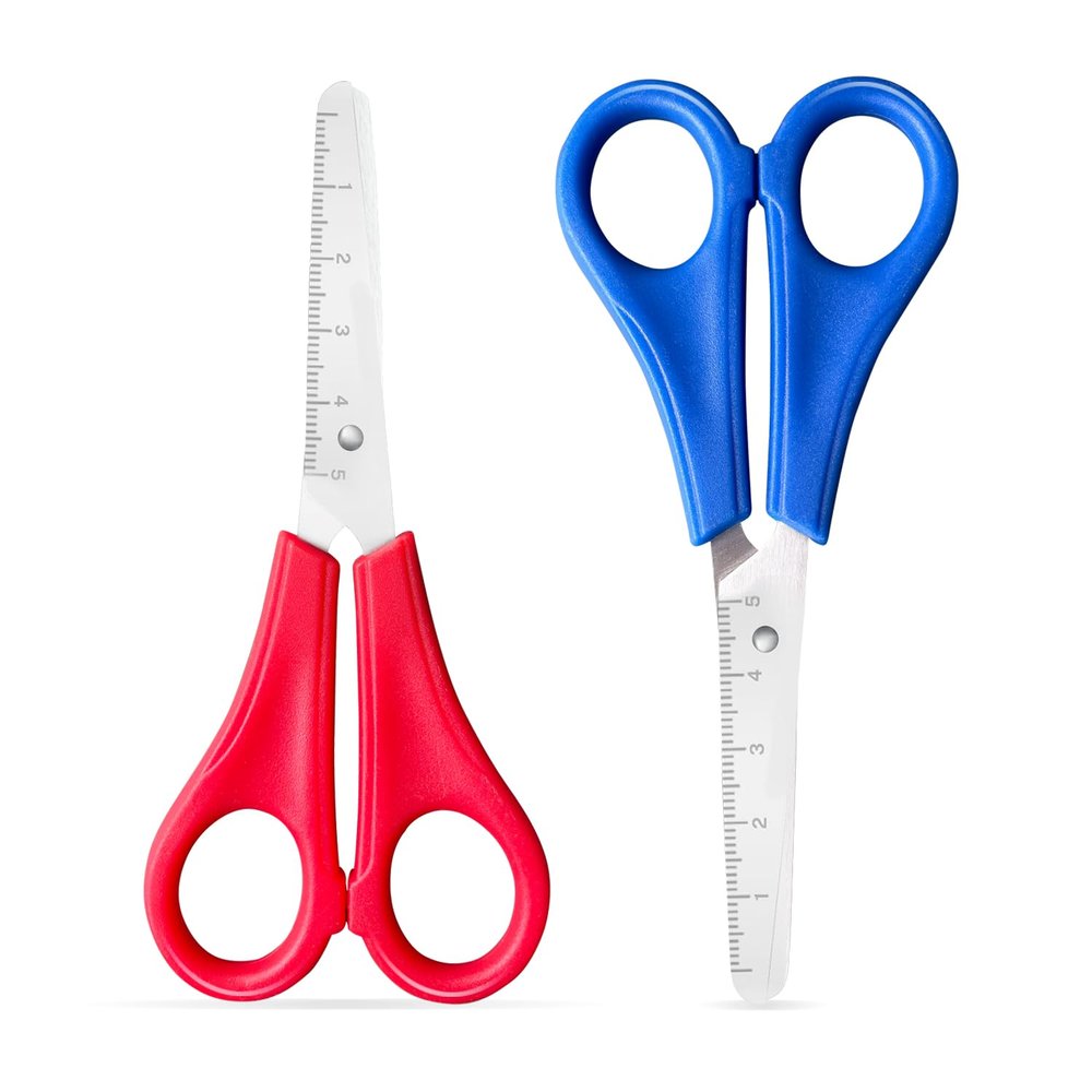 2-Pack Kids' Scissors, Blunt-Tip School and Craft Scissors with Ruler