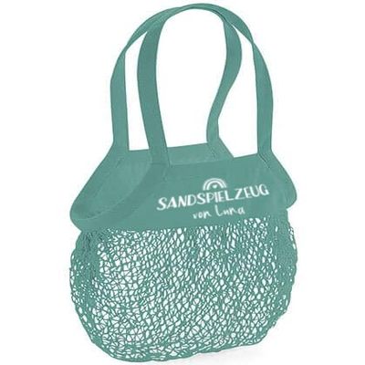 Personalized Sand Toy Bag | Beach, Swim & Play Bag | 100% Cotton | Rainbow | 6 L Capacity | Green, 36 cm Handle