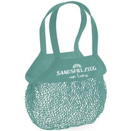 Personalized Sand Toy Bag | Beach, Swim & Play Bag | 100% Cotton | Rainbow | 6 L Capacity | Green, 36 cm Handle