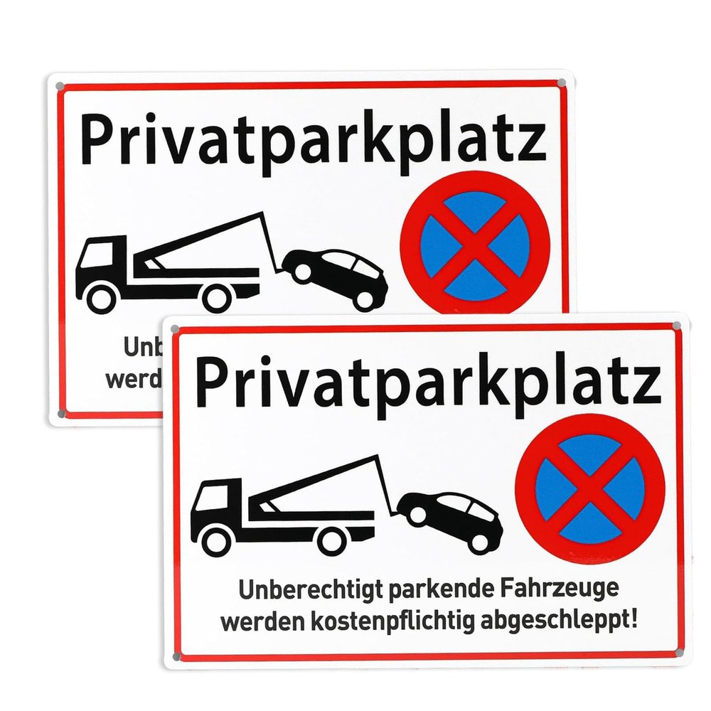 2-Pack No Parking Signs, 30 x 20 cm Private Parking Signs