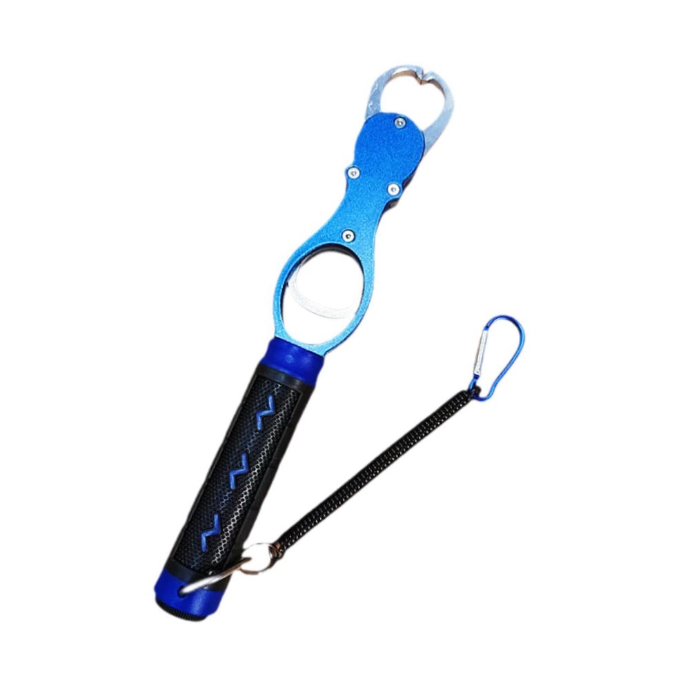 Oshhni Fish Lip Gripper with Scale, Aluminum Alloy, Non-Slip Handle, Blue