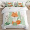 Generic White Bedding Set, 200 x 200 cm Duvet Cover, Cartoon Winter Forest Fox, 3-Piece Set with Zipper and 2 Pillowcases view 1
