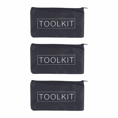 Canvas Zipper Tool Bags, Waterproof, 3-Pack, Black