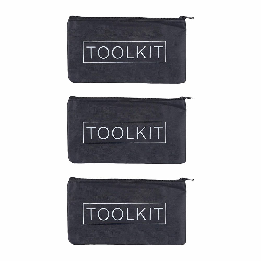 Canvas Zipper Tool Bags, Waterproof, 3-Pack, Black
