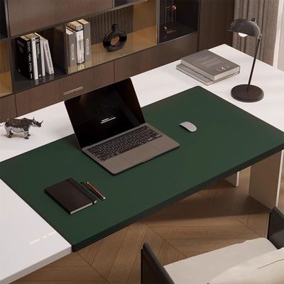 Desk Mat with Leather Edges, Extended Mouse Pad, Waterproof, Green, 90 x 40 cm