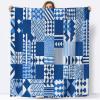 Navy Blue Printed Flannel Throw Blanket, 220 x 240 cm, Japanese Geometric Triangle Design view 1