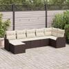 Teenpull 7-Piece Patio Sofa Set, Brown/White Poly Rattan, Modular and UV-Resistant view 1