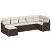 Teenpull 7-Piece Patio Sofa Set, Brown/White Poly Rattan, Modular and UV-Resistant view 2