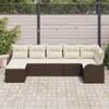 Teenpull 7-Piece Patio Sofa Set, Brown/White Poly Rattan, Modular and UV-Resistant view 3
