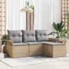 Teenpull 4-Piece Beige Poly Rattan Garden Sofa Set with Cushions view 1