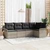 Teenpull 5-Piece Garden Sofa Set, Light Gray Poly Rattan, Modular Design, Adjustable Feet, Waterproof Cushions view 1