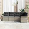 Teenpull 5-Piece Garden Sofa Set, Light Gray Poly Rattan, Modular Design, Adjustable Feet, Waterproof Cushions view 3