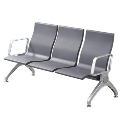LYUCAYHQ Ergonomic 3-Seat Waiting Room Bench with Armrests, Gray