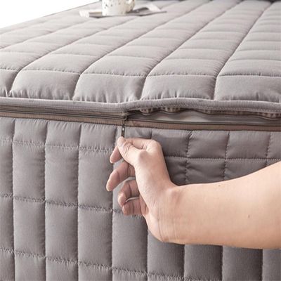 Quilted Zippered Mattress Cover, Mattress Protector, Light Gray, 160 x 200 x 35 cm