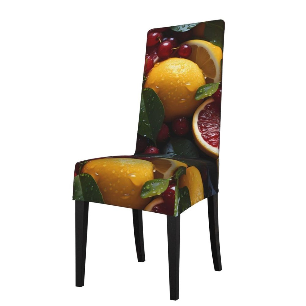 Removable Dining Chair Covers with Grapefruit-Lemon Print