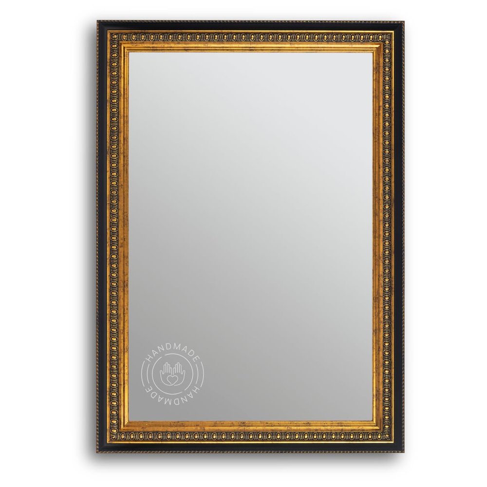 CLAMARO SPLIT Wall Mirror, Baroque Wood Frame, Black and Gold, 45 x 75 cm