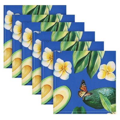 Funny Avocado Cloth Napkins, Royal Blue, Polyester, 6-Pack