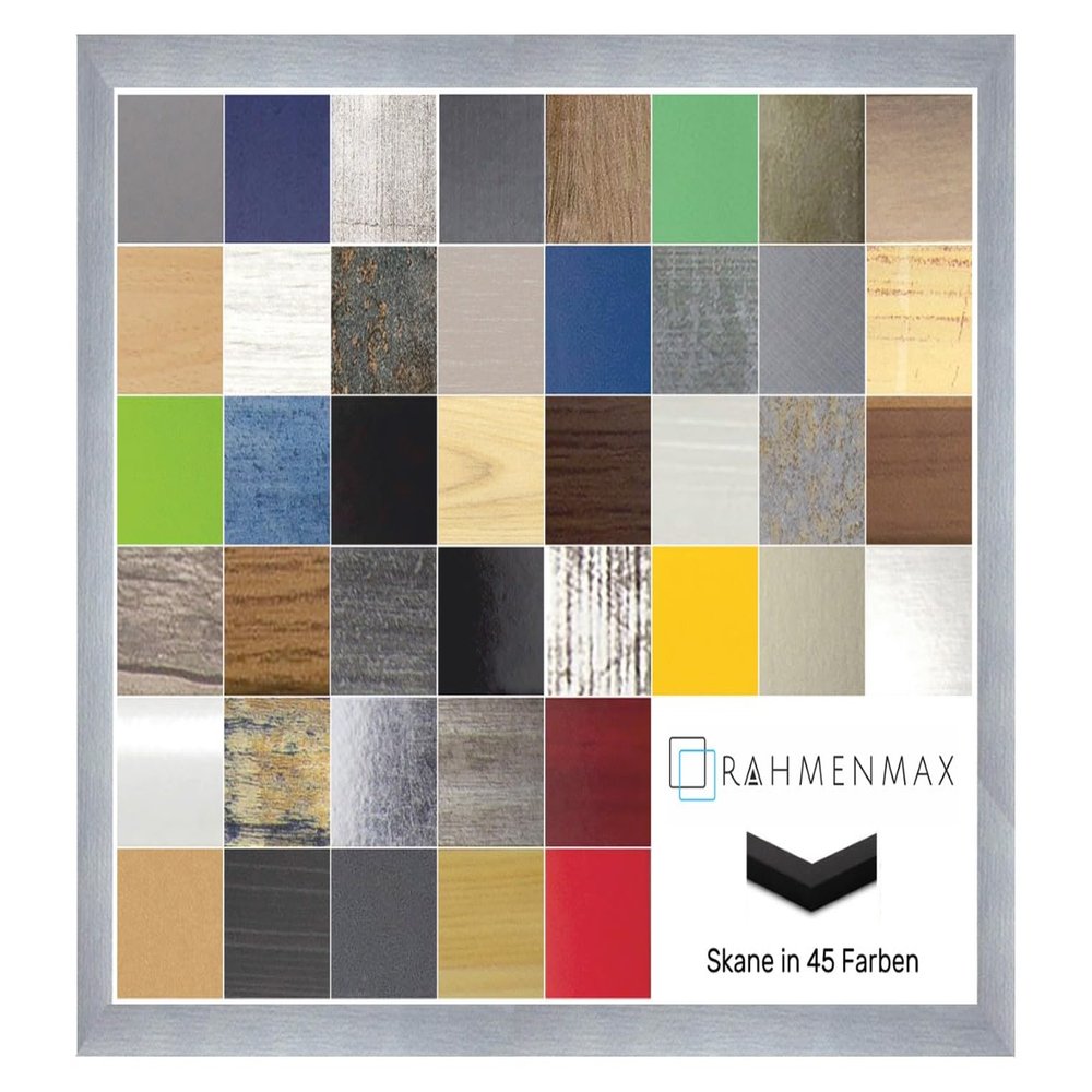 Skane MDF Picture Frame 50 x 70 cm, Brushed Aluminum-Effect Decor, Acrylic Glass
