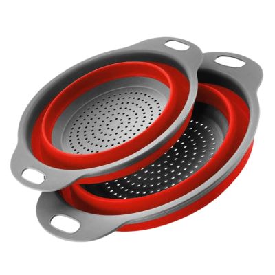 Morbuy Collapsible Silicone Colander Set, 2-Piece, Red, S + L