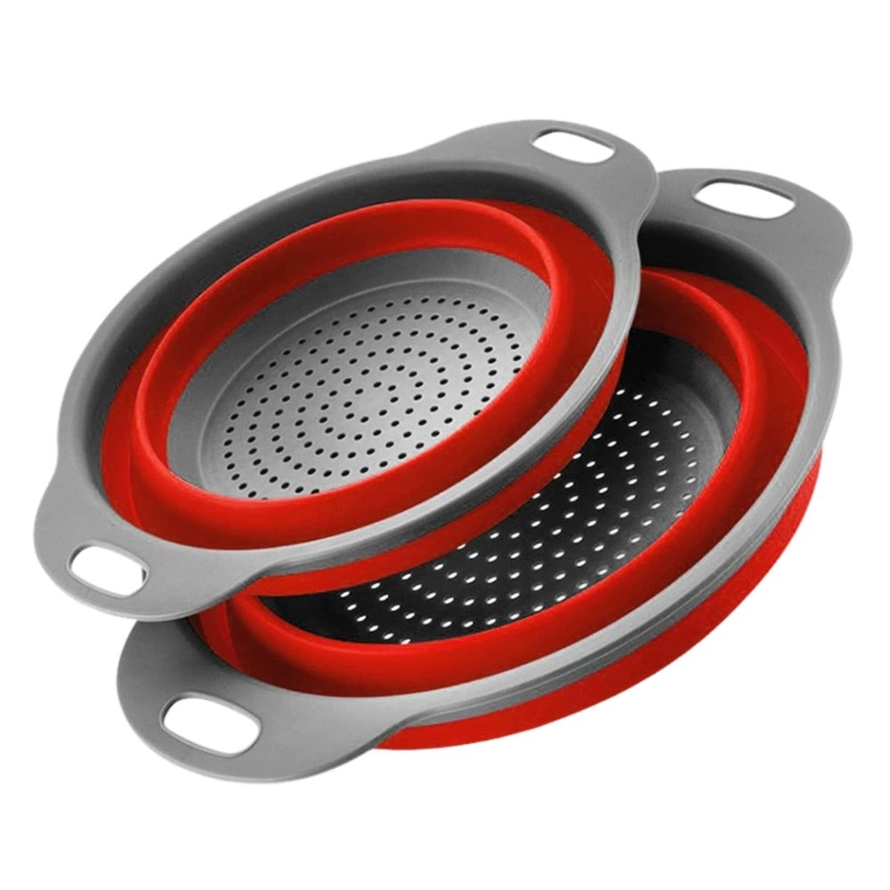 Morbuy Collapsible Silicone Colander Set, 2-Piece, Red, S + L